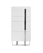 Chiffonnier laqué 5 tiroirs blanc/argenté - 60x45x120 cm