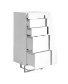 Chiffonnier laqué 5 tiroirs blanc/argenté - 60x45x120 cm