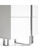 Chiffonnier laqué 5 tiroirs blanc/argenté - 60x45x120 cm