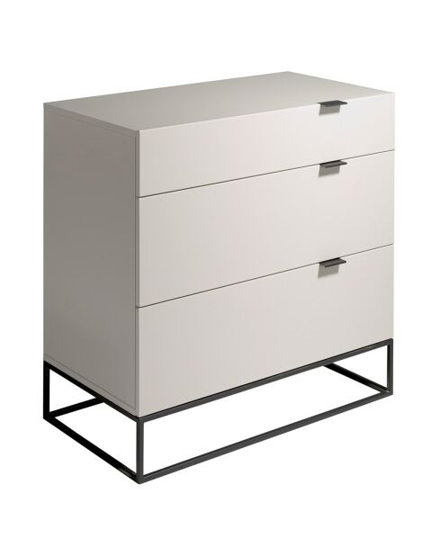 Commode laqué 3 tiroirs gris perle - 80x45x80 cm