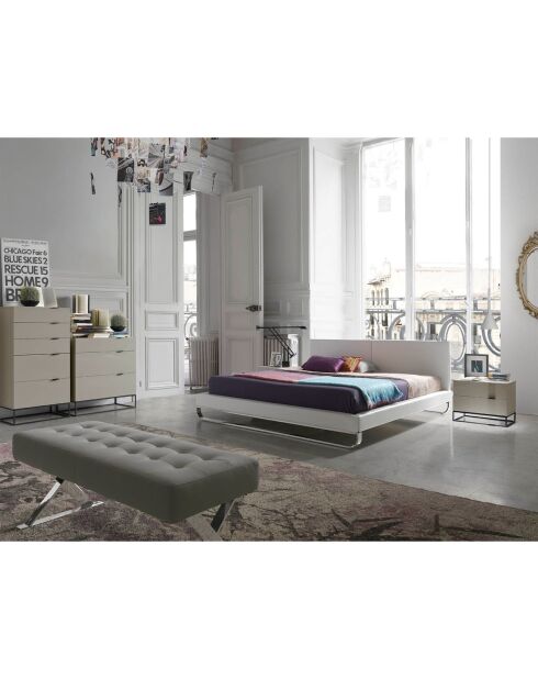 Commode laqué 3 tiroirs gris perle - 80x45x80 cm