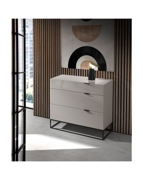 Commode laqué 3 tiroirs gris perle - 80x45x80 cm