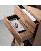 Meuble bar pivotant avec 3 tiroirs noyer - 43x40x128 cm