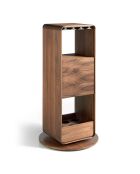 Meuble bar pivotant avec 3 tiroirs noyer - 43x40x128 cm