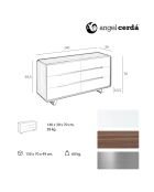 Commode 6 tiroirs laqué noyer/blanc/acier chromé - 150x70x49 cm