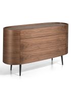 Ovale Kommode mit 3 Schubladen aus schwarzem Nussbaum - 135x48x75 cm