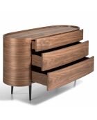 Ovale Kommode mit 3 Schubladen aus schwarzem Nussbaum - 135x48x75 cm