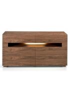 Commode 6 tiroirs avec éclairage led intérieur noyer - 140x43x71 cm