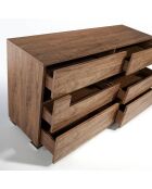 Commode 6 tiroirs avec éclairage led intérieur noyer - 140x43x71 cm