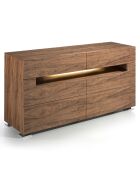 Commode 6 tiroirs avec éclairage led intérieur noyer - 140x43x71 cm