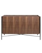 Commode 3 tiroirs gris foncé/noyer - 140x52x82 cm