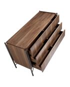Commode 3 tiroirs gris foncé/noyer - 140x52x82 cm