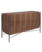 Commode 3 tiroirs gris foncé/noyer - 140x52x82 cm