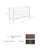 Commode 3 tiroirs gris foncé/noyer - 140x52x82 cm