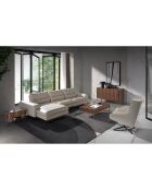 Commode 3 tiroirs gris foncé/noyer - 140x52x82 cm