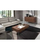 Commode 3 tiroirs gris foncé/noyer - 140x52x82 cm