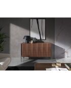Commode 3 tiroirs gris foncé/noyer - 140x52x82 cm
