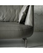 Canapé 2 places en cuir gris/argenté - 175x90x78 cm