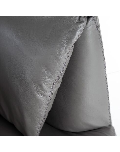 Canapé 2 places en cuir gris/argenté - 175x90x78 cm