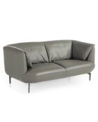 Canapé 2 places en cuir gris/argenté - 175x90x78 cm
