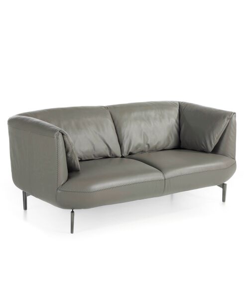 Canapé 2 places en cuir gris/argenté - 175x90x78 cm