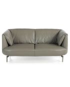 Canapé 2 places en cuir gris/argenté - 175x90x78 cm