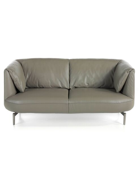 Canapé 2 places en cuir gris/argenté - 175x90x78 cm