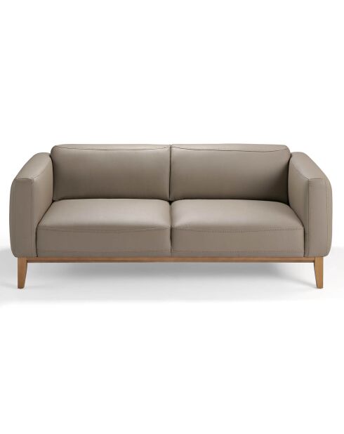 3-Sitzer-Sofa aus Nerzleder/Nussbaumholz - 209x92x77 cm