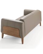 3-Sitzer-Sofa aus Nerzleder/Nussbaumholz - 209x92x77 cm
