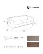 3-Sitzer-Sofa aus Nerzleder/Nussbaumholz - 209x92x77 cm