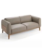 3-Sitzer-Sofa aus Nerzleder/Nussbaumholz - 209x92x77 cm