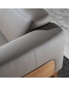 3-Sitzer-Sofa aus Nerzleder/Nussbaumholz - 209x92x77 cm