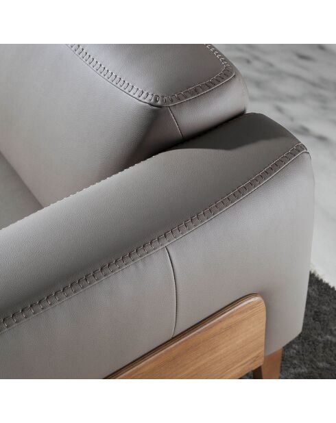 3-Sitzer-Sofa aus Nerzleder/Nussbaumholz - 209x92x77 cm