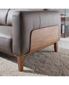 3-Sitzer-Sofa aus Nerzleder/Nussbaumholz - 209x92x77 cm