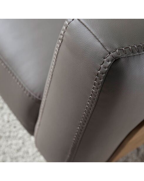 3-Sitzer-Sofa aus Nerzleder/Nussbaumholz - 209x92x77 cm