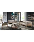 3-Sitzer-Sofa aus Nerzleder/Nussbaumholz - 209x92x77 cm