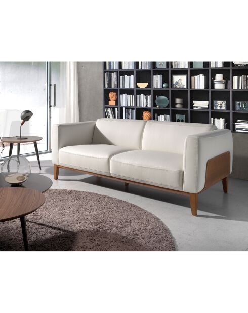 3-Sitzer-Sofa aus weißem Nussbaumleder - 209x92x77 cm