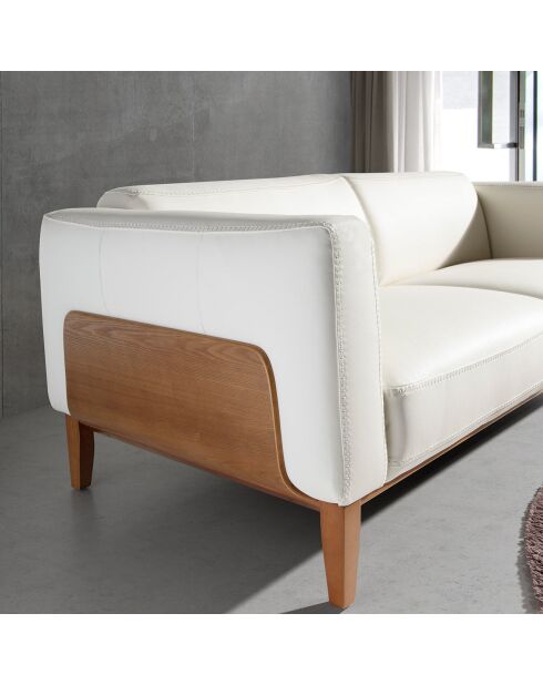 3-Sitzer-Sofa aus weißem Nussbaumleder - 209x92x77 cm