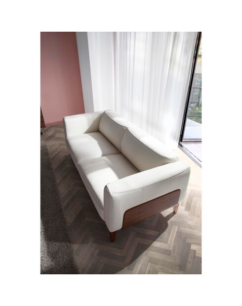 3-Sitzer-Sofa aus weißem Nussbaumleder - 209x92x77 cm