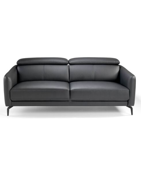 Zwart/grijze leren 3-zitsbank - 197x100x94 cm