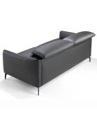 Canapé 3 places en cuir noir/gris - 197x100x94 cm