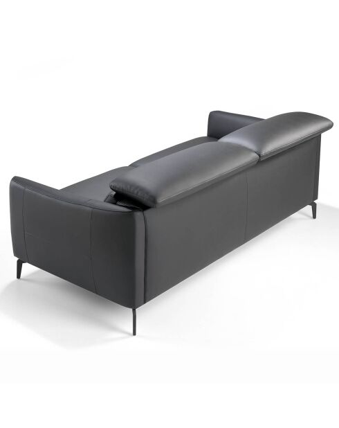 Canapé 3 places en cuir noir/gris - 197x100x94 cm