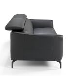 Canapé 3 places en cuir noir/gris - 197x100x94 cm