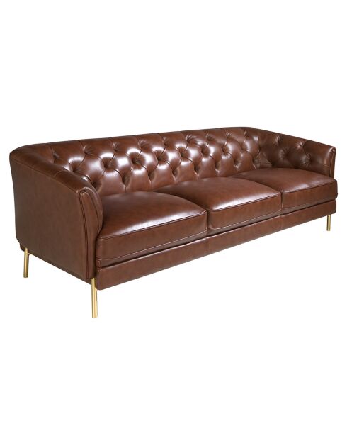 3-Sitzer-Sofa aus Leder in Cognac/Gold - 233 x 94 x 75 cm