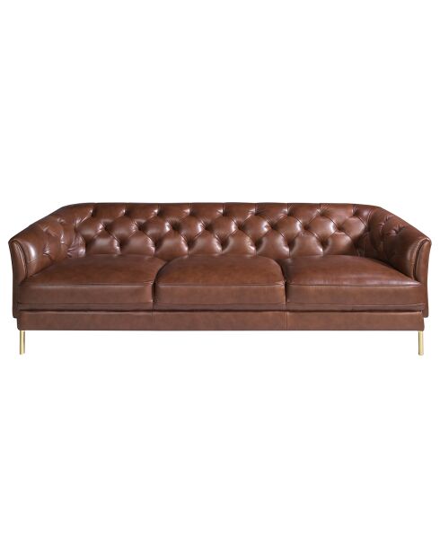 3-Sitzer-Sofa aus Leder in Cognac/Gold - 233 x 94 x 75 cm