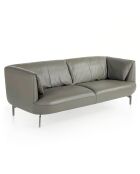 Canapé 3 places en cuir gris/argenté - 210x90x78 cm