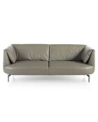 Canapé 3 places en cuir gris/argenté - 210x90x78 cm