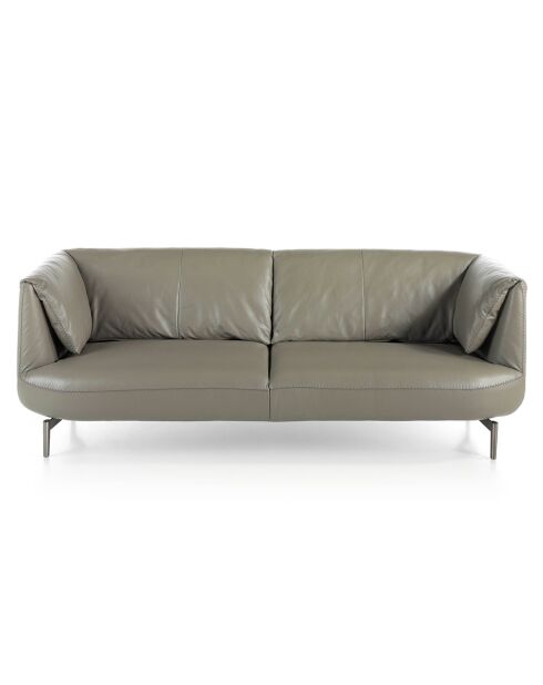 3-Sitzer-Sofa aus grau/silbernem Leder - 210x90x78 cm