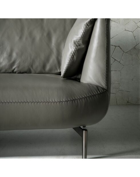 3-Sitzer-Sofa aus grau/silbernem Leder - 210x90x78 cm