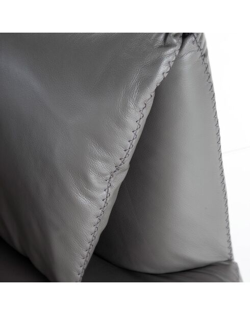 3-Sitzer-Sofa aus grau/silbernem Leder - 210x90x78 cm